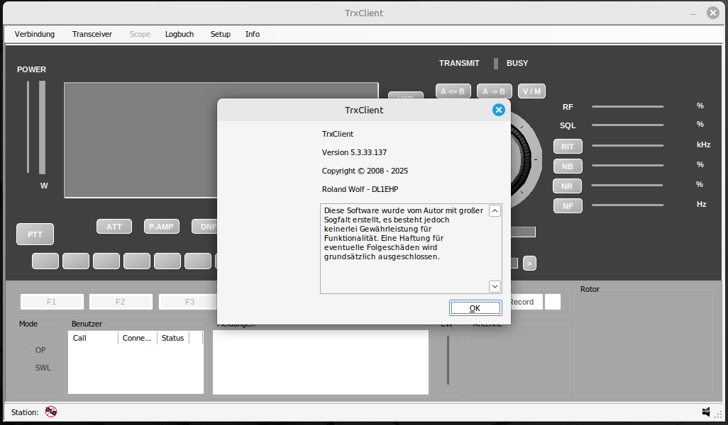 TrxClient läuft TrxClient läuft