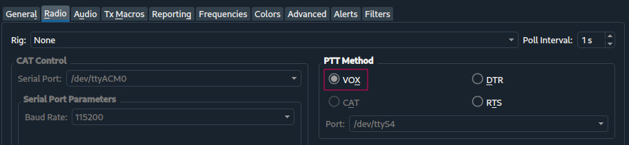 WSJT-X: Radio-Einstellungen